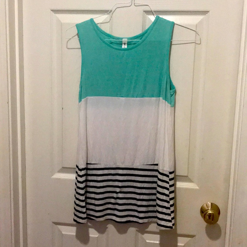 💐 Color Block Stripe Tunic Tank
